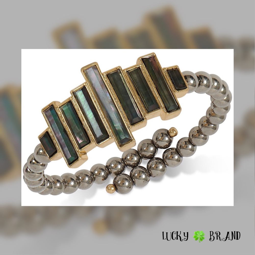 Lucky 🍀 Brand Pearl Stone Imitation Cuff Bracelet